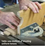  ??  ?? Table saw method of creating uniform tenons