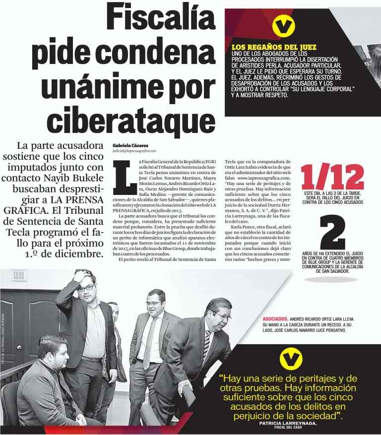  ??  ?? ASOCIADOS. ANDRÉS RICARDO ORTIZ LARA LLEVA SU MANO A LA CABEZA DURANTE UN RECESO. A SU LADO, JOSÉ CARLOS NAVARRO LUCE PENSATIVO.