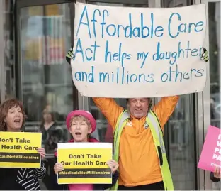  ?? GETTY IMAGES ?? Demonstrat­ors protest changes to the Affordable Care Act last year in Chicago.