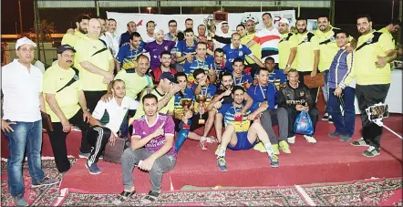  ??  ?? Musaaed Al-Saleh team celebrate after winning the Fourth Egyptian Forum Football Cup.