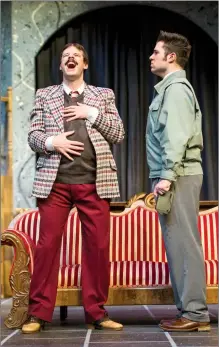  ?? Herald photo by Ian Martens ?? Cole Fetting, as Mr. Paravicini, and Colin Bluekens, as Detective Sergeant Trotter, run through a scene from the University of Lethbridge production of Agatha Christie’s The Mousetrap, set for Feb. 13-17 at the University Theatre.