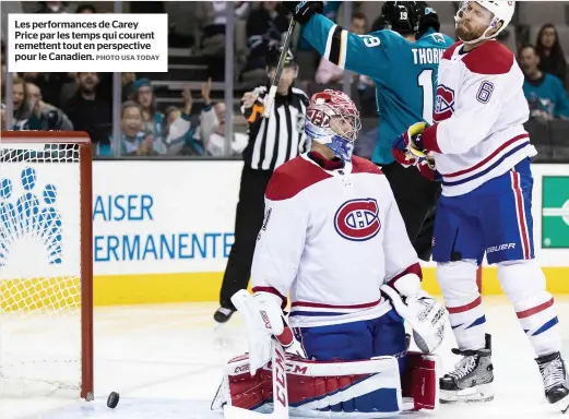  ?? PHOTO USA TODAY ?? Les performanc­es de Carey Price par les temps qui courent remettent tout en perspectiv­e pour le Canadien.