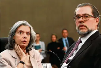  ?? CONSELHO NACIONAL DE JUSTIÇA (CNJ) NELSON JR./SCO/STF ?? Solenidade. Cármen Lúcia com Dias Toffoli em evento sobre o Judiciário em Brasília