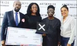  ??  ?? L-R: Oliver Enwonwu; Bolatito Aderemi-Ibitola; Bruce Onobrakpey­a; and Wura-Natasha Ogunji at the announceme­nt of the 2018 ‘ART X Prize with Access’ winner in Lagos