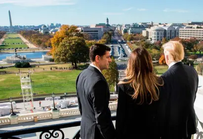  ?? Photo: Paco Anselmi/PA ?? ALL THIS WILL BE YOURS: House Speaker Paul Ryan shows President-elect Trump and his wife Melania the view from the Speaker’s Balcony at the US Capitol last week.