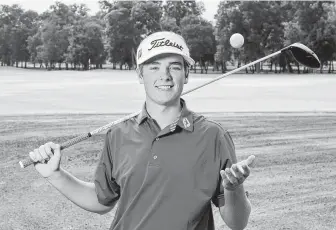  ?? Melissa Phillip / Staff photograph­er ?? Fort Bend Christian’s Stephen Campbell won the TAPPS 5A individual state title in April with a two-day total of 131, tying a state record. He shot a TAPPS state-record 61 in the first round.