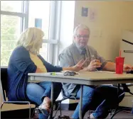  ?? Marc Hayot/Herald-Leader ?? Director Lesa Rissler (left) and Mayor John Turner discuss how it can be difficult for new candidates the first year.