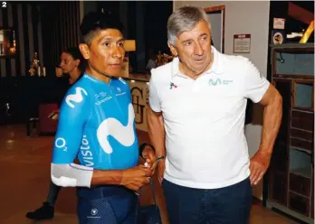  ??  ?? 2 Agradecido a Nairo
Quintana. Eusebio Unzué ensalza la figura del colombiano, que acaba de cerrar un ciclo de ocho temporadas en su estructura.