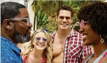  ?? COURTESY OF 20TH CENTURY STUDIOS ?? Lil Rel Howery as Marcus (from left), Meredith Hagner as Kyla, John Cena as Ron and Yvonne Orji as Emily are “Vacation Friends,” a goofy comedy debuting on Hulu today that was partly shot in Atlanta.