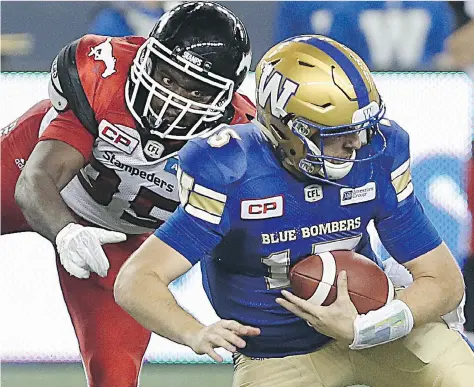  ?? KEVIN KING ?? The success of quarterbac­k Matt Nichols has helped salvage the season for the Winnipeg Blue Bombers, but it also has created a money crunch for GM Kyle Walters, who still has Drew Willy's contract to consider.