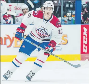  ?? ST. JOHN’S ICECAPS FILE PHOTO/COLIN PEDDLE ?? If the Vegas Golden Knights are looking for a young, reasonably priced forward with offensive upside they might make former St. John’s Icecaps winger Charles Hudon their choice from the Montreal Canadiens in Wednesday’s expansion draft.