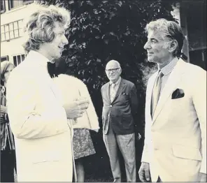  ?? Provided photos ?? John Mauceri, left, and Leonard Bernstein are seen at Tanglewood in the summer of 1971. Their meeting that year led to a long associatio­n between the two.
