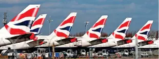  ??  ?? Grounded: British Airways is cutting three-quarters of its flights