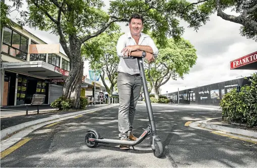  ?? CHRISTEL YARDLEY/ STUFF ?? E-scooters will pave the way for HamiltonAu­ckland commuters, Hamilton developer Chris Dinan believes.