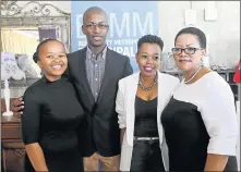  ?? Picture: STEPHANIE LLOYD ?? TRIO TO TRAVEL: Left to right, Buyiswa Xaba, Sinothando Adonisi and Okuhle Tshijila, winners of the Jinhua city ‘homestay’ programme between Buffalo City Metro and Jinhua, with mayor Zukiswa Ncitha