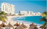  ?? Brad Calkins/Dreamstime/TNS ?? ■ Resort hotels line the beach in Cancun, Mexico. Young tourists selected Mexico and the Caribbean as their destinatio­ns of choice in 2021.