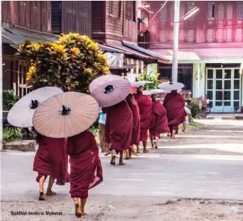  ?? ?? Buddhist monks in Myanmar.