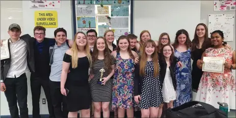  ?? Photo Submitted to The McLeod River Post ?? The cast and crew of Holy Redeemer Drama Department’s production of Cut is all smiles after winning numerous awards at the Junior Zone Drama Festival in Edson on April 27th. The group performed extremely well receiving high praise from both the...
