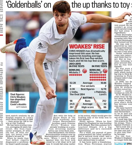  ?? GETTY IMAGES ?? That figures: Chris Woakes has dispelled Alastair Cook’s doubts