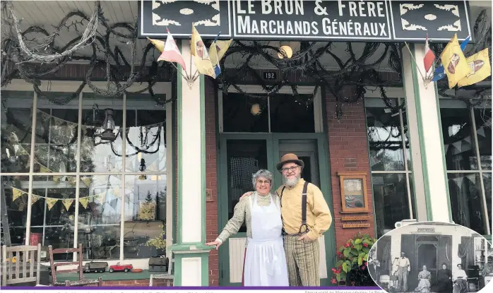  ??  ?? Les propriétai­res actuels du Magasin général Le Brun, Isabelle Thibeault et Richard Vienneau. En mortaise : La famille Le Brun devant le magasin général au début des années 1900.
Gracieuset­é du Magasin général Le Brun