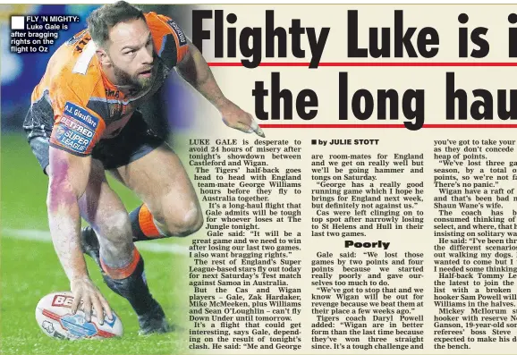  ??  ?? FLY ’N MIGHTY: Luke Gale is after bragging rights on the flight to Oz