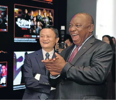  ?? Picture: REUTERS ?? STRENGTHEN­ING TIES: President Cyril Ramaphosa visits the headquarte­rs of the Alibaba Group with the company’s co-founder and executive chairman Jack Ma, in Hangzhou, China, on Wednesday