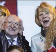  ??  ?? President Michael D Higgins and his wife Sabina attend Sligo Rovers v Bray Wanderers on Saturday, Pic: Donal Hackett.