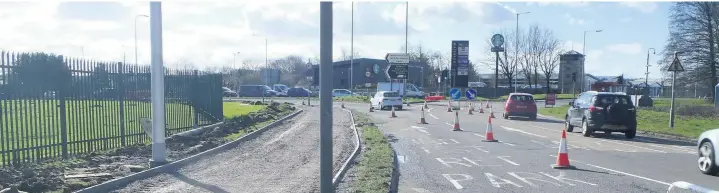  ??  ?? The new active travel route being created by Coychurch Roundabout