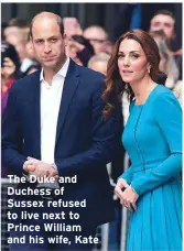  ??  ?? The Duke and Duchess of Sussex refused to live next to Prince William and his wife, Kate