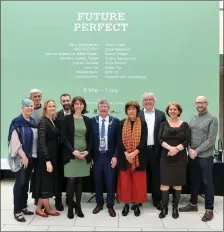  ??  ?? Dr Blaithin Gallagher Chairperso­n of the Model; Christoph Hegemann, Goethe-Institut Irland; Emer McGarry, Interim Director at The Model; Yorgos Sapountzis, artist in residence; HE Deike Potzel, German Ambassador to Ireland; Hubert Keany, Lord Mayor of...