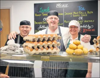  ??  ?? ■ People in Loughborou­gh can help fund Rainbows Hospice by taking part in its Big Christmas Raffle and give themselves a chance to win £5,000 in the process! Rainbows kitchen staff from left to right: Pete, Joe and Julie.