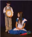  ?? Studios / Rick Williams ?? White Rabbit (Bryson Rosales) and Alice (Hayley Arthur) in a scene from Rome Little Theatre's upcoming production of “Alice in Wonderland” which runs through Oct. 14 at the DeSoto Theatre.