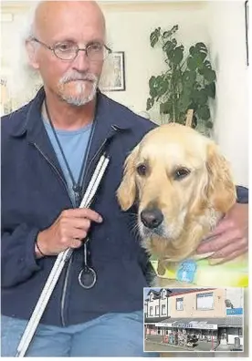  ??  ?? > Andy Terry, 62, and his dog Flame. Inset, Fairbourne Mini Mart