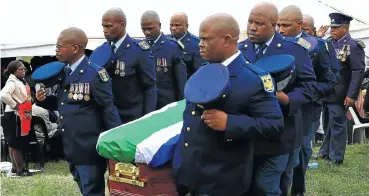  ?? Picture: Simphiwe Nkwali ?? The funeral of Warrant Officer Zuko Mbini, one of the five police officers killed in Ngcobo.