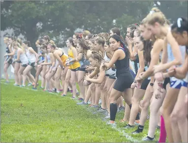  ?? PETE BANNAN — MEDIANEWS GROUP ?? The second flight prepares to start in the Ches- Mont Cross County Championsh­ips at Unionville High School Wednesday.