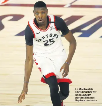  ?? PHOTO AFP ?? Le Montréalai­s Chris Boucher est un rouage important chez les Raptors.