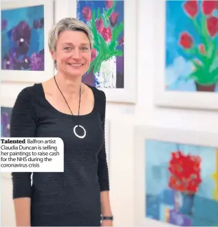  ??  ?? Talented Balfron artist Claudia Duncan is selling her paintings to raise cash for the NHS during the coronaviru­s crisis