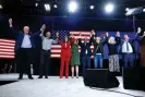  ?? Photograph: Anna Moneymaker/ Getty Images ?? Cisco Aguilar, far right, and other Nevada Democratic candidates were joined by Barack Obama at a campaign rally on 1 November 2022 in North Las Vegas, Nevada.
