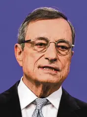  ?? PHOTO: BLOOMBERG ?? Mario Draghi, former president of the European Central Bank, recommends that the EU raise investment by 800 billion euros a year to fund changes to address the bloc’s competitiv­eness problem.