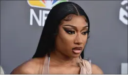  ?? ?? Megan Thee Stallion arrives at the Billboard Music Awards at the MGM Grand Garden Arena on May 15, 2022, in Las Vegas.