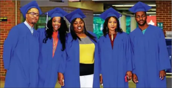  ??  ?? Graduates who earned their GED through the Delaware County Literacy Council are pictured at their June 22 graduation ceremony: Allen of Chester; Avril Mitchell of Bala Cynwyd; DaJuana Raison of Collingdal­e; Fanta Carew of Woodlyn; and Salih Issamadeen...
