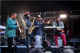  ??  ?? US jazz saxophonis­t Kamasi Washington mesmerises the crowd at Oya Festival (Johannes Granseth)
