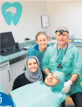  ??  ?? Dr Assil Russell (left) pictured with a patient, nurse and her father Dr Amir Russell, founded charity Revive a Smile and will present a petition calling for subsidies for those in need.