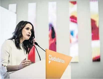  ?? Dani Duch / archivo ?? Inés Arrimadas, en una rueda de prensa desde la sede de Ciudadanos en Madrid