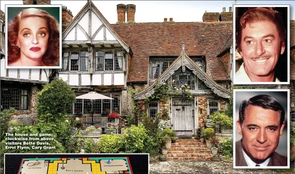  ??  ?? The house and game; clockwise from above, visitors Bette Davis, Errol Flynn, Cary Grant