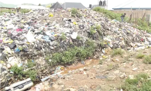  ?? Photo: Seun Adeuyi ?? A refuse dump at Pipeline 2 extension in Kubwa.