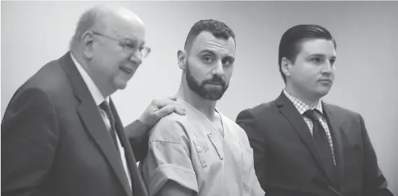  ?? MARK MIRKO/HARTFORD COURANT VIA THE ASSOCIATED PRESS, TOP IMAGE: DAVID BLOOM ?? Richard Dabate, centre, who has pleaded not guilty in the murder of his wife, appears with his attorneys while being arraigned in Vernon, Conn., in April. Detectives tapped into the sensors and data from the smart devices that increasing­ly surround us...