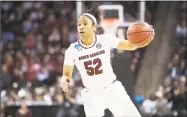  ?? Sean Rayford / Associated Press ?? South Carolina guard Tyasha Harris was a teammate of UConn’s Crystal Dangerfiel­d at the FIBA U19 World Cup in July.