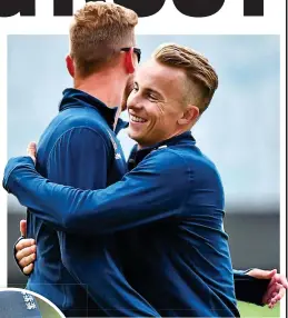  ?? GETTY ?? Welcome aboard: Curran (right) hugs Stuart Broad as Root smiles (inset)