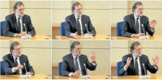  ?? Foto: Efe ?? Mariano Rajoy, durante su comparecen­cia en el juicio de la Gürtel, que contó con el visto bueno de dos de los tres miembros del tribunal.